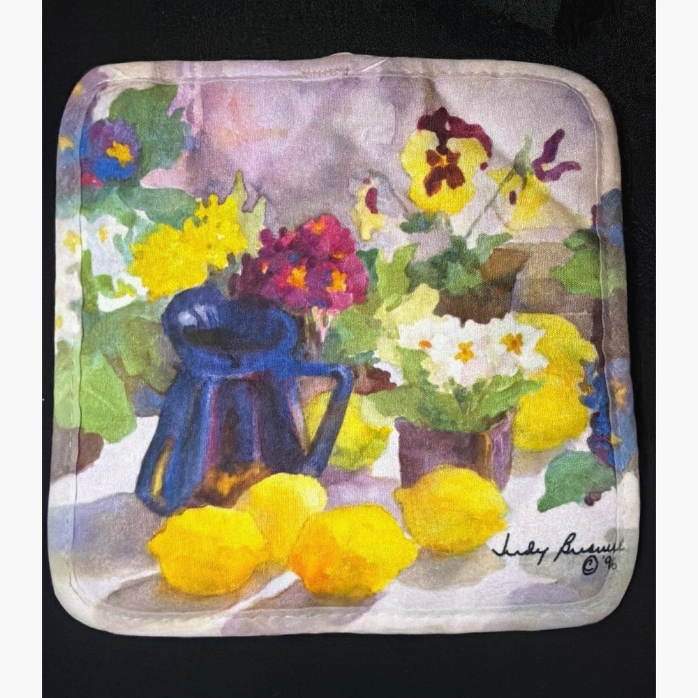 Judy Buswell Watercolor Floral Lemons Pot Holder Women OS Multicolor Cotton Art